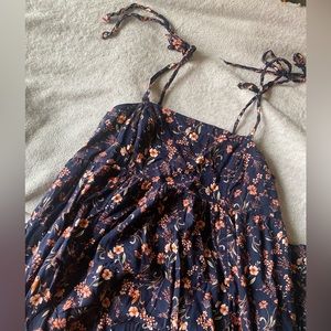 Tie Shoulder Adjustable Strap Floral Maxi Dress